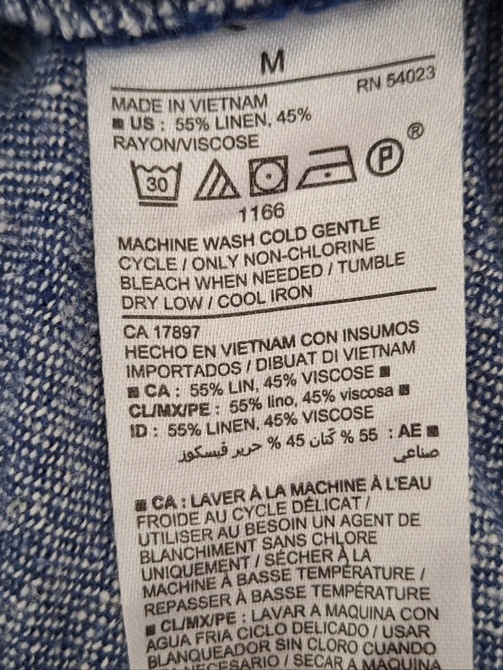 Old Navy M Linen Blend Pans Chambray Blue